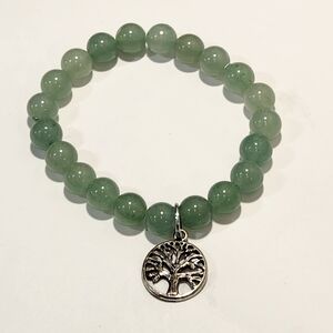 Tree of Life Green Aventurine Gemstone Beaded Stretch Bracelet